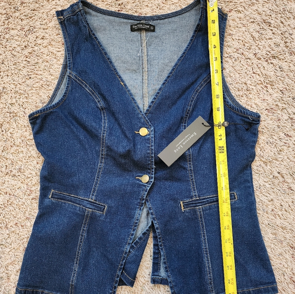 Denim Vest with Gold Buttons